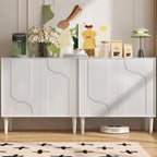 Easyego 63″ Mid Century Modern Sideboard Buffet Cabinet, Dining Room, 2-Piece by Easyego
