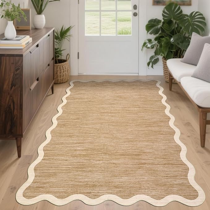 GarveeHome Scalloped Washable Area Rug 4x6 Small Entryway Rug Non Slip | Modern - Image 9