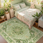 RELEANY Washable Area Rug, Water Repellent, Pet Friendly, Vintage Floral Boho - Image 3