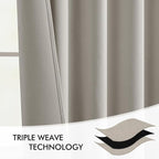 MIULEE Natural Back Tab Blackout Curtains 52x102 Inch Long 2 Panels Set | Rod - Image 7