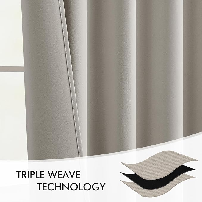 MIULEE Natural Back Tab Blackout Curtains 52x84 Inch Length 2 Panels Set | Rod - Image 7