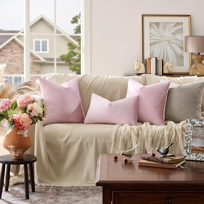 GIGIZAZA Sweet Lilac Velvet Throw Pillow Covers 16x16 Pack of 2 | Decorative - Image 2