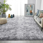 Abstract Shaggy Washable Area Rug 4x6 Plush Soft Fluffy Fuzzy Retro Carpet | - Image 3