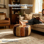 Thgonwid Unstuffed Moroccan Storage Pouf Foot Stool Ottoman Seat Handmade Faux - Image 7
