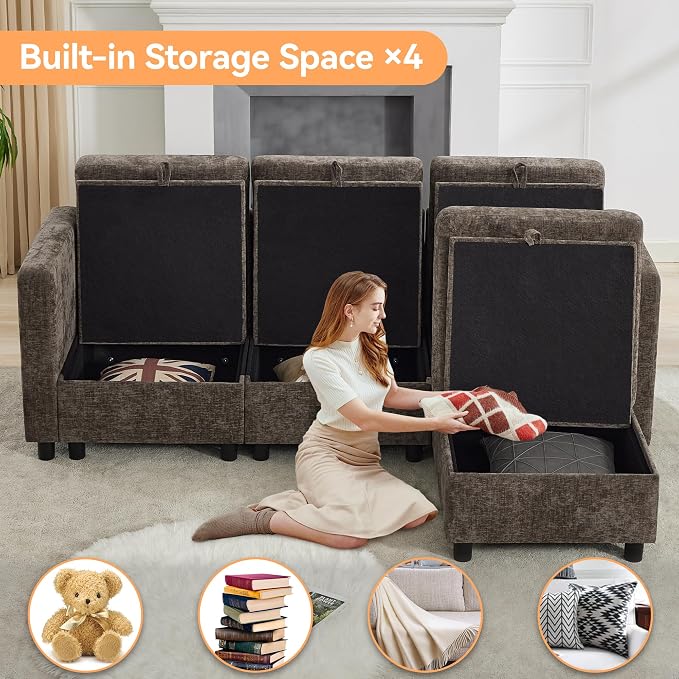 WUTUTUEE 83'' Modular Sectional Sofa Convertible L Shaped Couch Set - Image 4
