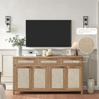 HOKYHOKY 63" Rattan Sideboard Buffet Cabinet, Boho Storage Cabinet - Image 8