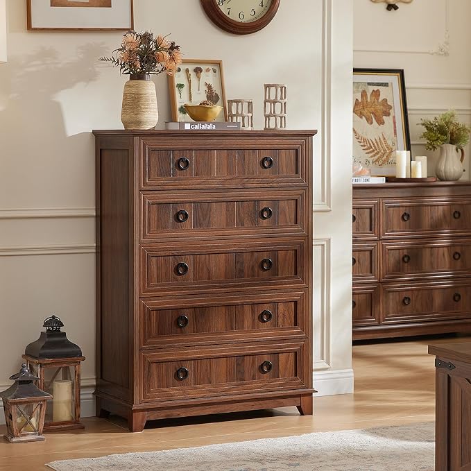 Joaxswe Farmhouse 5 Drawer Dresser - Image 10
