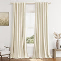 Warm Beige 100% Blackout Linen Curtains 102 Inch Length 2 Panels Set by Guken