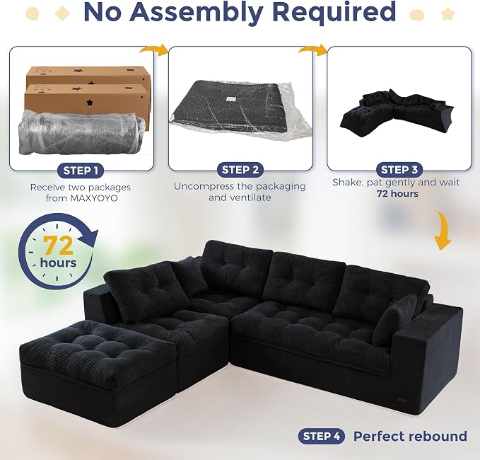 MAXYOYO 132" L Shaped Modular Sectional Sofa - Image 9