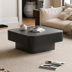 Square Coffee Table for Living Room, Fluted Drum Accent Tea Center Table - Image 3