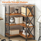 HOOBRO Corner Bookshelf, 4-Tier L-Shaped Bookcase, Industrial Open Display - Image 5