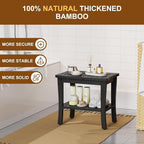 Extra Bamboo Black Shower Bench Stool Waterproof Shower Chair Spa Bath Seat - Image 3