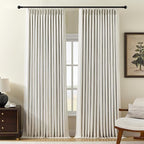 Pinch Pleated Linen Curtains 100% Blackout 112 Inches Long by AUSSPVOCT