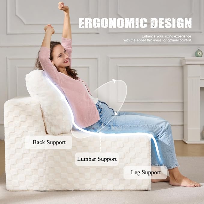 Single Sofa 1 Seat Couch with Deep Seat Memory Foam Cloud Chair with Pillows - Image 4
