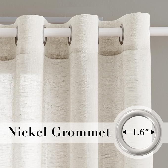 H.VERSAILTEX Linen Curtains 90 inches Long Linen Curtains/Natural Linen Blended - Image 2