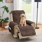 Brown Recliner TV Chair Covers, Quilted Décor Water-Repellent Medium Lazy Boy by Pamhaven