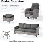 ovios 6 Pieces Patio Furniture Set, Outdoor Wicker Sofa Couch - Image 9
