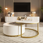 Modern Round Nesting Coffee Table Fluted by Flieks