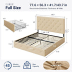 Allewie Upholstered Full Size Platform Bed Frame - Image 2
