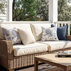 Set of 2 Decorative Floral Pillow Covers 22x22 Inch Navy Blue | Neutral - Image 5