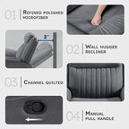 Lexicon Manual Double Reclining Sofa, Polished Microfiber Upholstered 3 Seater - Image 3