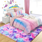 5x7 Tie-Dyed Pink Purple Blue Fluffy Area Rug Non-Slip - Image 3