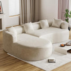 Luxury Modern Tight Curved Back Sofa, 4 Seater Modular Chenille Sectional - Image 3
