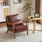 VINGLI Solid Wood Wide Armrests Accent Chair, Upholstered Mid Century Modern - Image 9