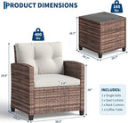 GarveeHome 3-Piece Outdoor Wicker Sofa Set, PE Rattan Patio Furniture - Image 2