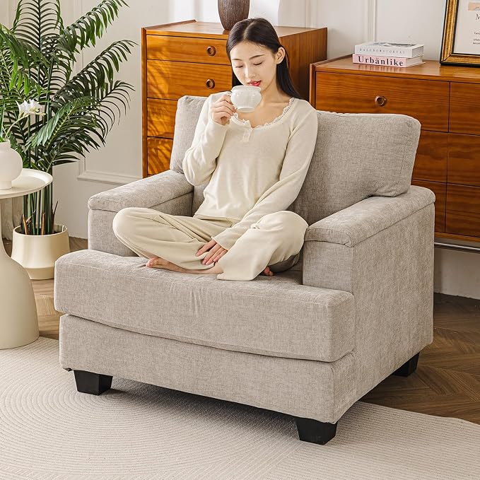 Oversized Accent Chair with Armrest Organizer, Comfy Living Room Chairs with by Fryruwa