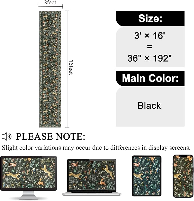 DUKINO 3x16 Hallway Runner Rug, Washable Animal Rug - Image 2