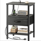 SUPERJARE Nightstand with Charging Station, Bed Side Table with Adjustable by SUPERJARE