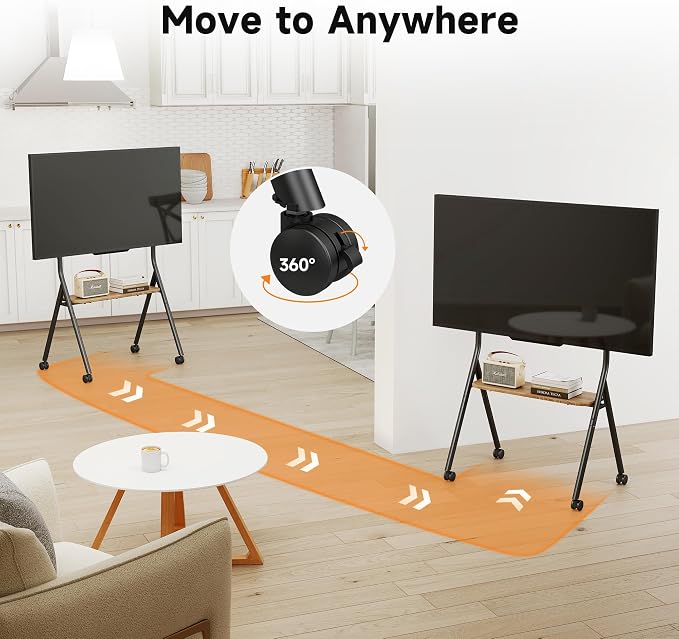 XINLEI Easel Rolling TV Stand for 32-80 Inch TV up to 121lbs, Mobile Portable - Image 4