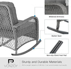 Patio Furniture Set 3 Pieces, Wicker Outdoor Rocking Bistro Set - Image 4