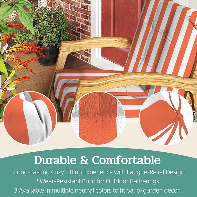 Outdoor Chair Cushion, High Back Soft Seat Pad, Indoor Outside Use, - Image 5