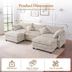 Vesgantti 109" U Shaped Cloud Sectional Sofa, Comfy Corduroy Upholstered - Image 2