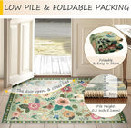 RELEANY Floral Washable 4x6 Area Rugs LightGreen | Flower Carpet Print Boho - Image 4