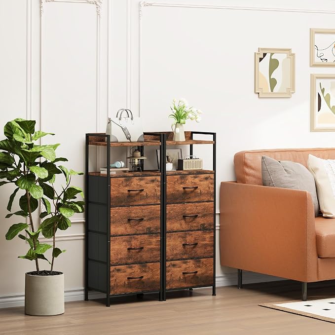 Somdot Nightstand with 4 Drawers, Vertical Storage Tower Fabric Dresser - Image 4