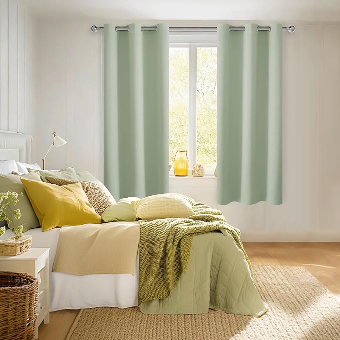 Blackout Curtains for Bedroom, 42 x 63 Inches Length, Seafoam Green | Thermal - Image 7