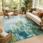 Ompaa Living Room Rug 5x7 Dark Green Area Rug Machine Washable Boho Rug Non - Image 3
