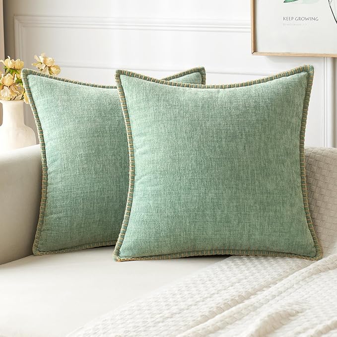 MIULEE Decorative Couch Throw Pillow Covers 20x20 Inch Greyish Green 2 Pack | by MIULEE