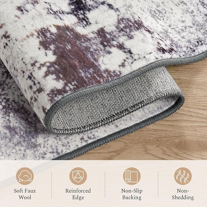 Rugflix 5x7 Area Rugs for Living Room, Washable Beige Grey Large Rug | Machine - Image 7