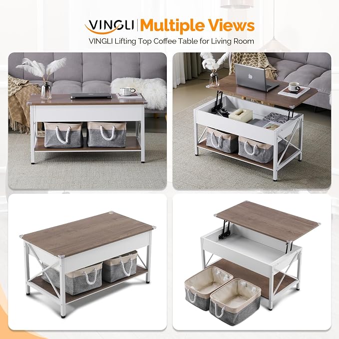 VINGLI 36" Lift Top Coffee Table - Image 5