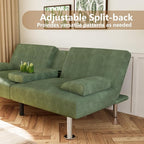 Flamaker Futon Sofa Bed Corduroy Folding Couch Adjustable Sleeper Sofa Bed - Image 7