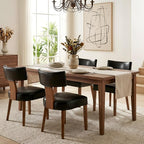 HNY Mid Century Modern Dining Chairs Set of 4, Farmhouse PU Leather Upholstered - Image 7