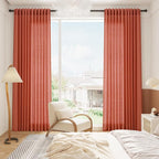 Coral Linen Curtains 108 Inches Long 2 Panels Set Back Tab Loop Pocket Light - Image 8