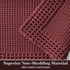 RESARE Waffle Bath Mat for Bathroom Non Slip Bathroom Rugs 24"x36" Dark Red | - Image 2