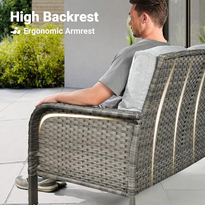 ovios 5-Piece Patio Furniture Set, Outdoor Wicker Sofa - Image 2