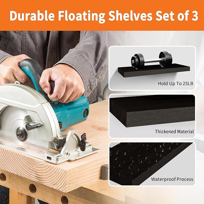 Upassion Floating Shelves for Wall Set of 3, Frame Display Floating Shelf for - Image 5