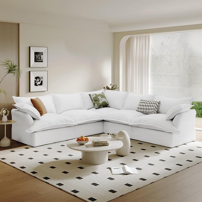 Waterproof Cloud Couch, 5 Seat V Shape Stain Resistant Modular Sectional Sofa by Gtilzria